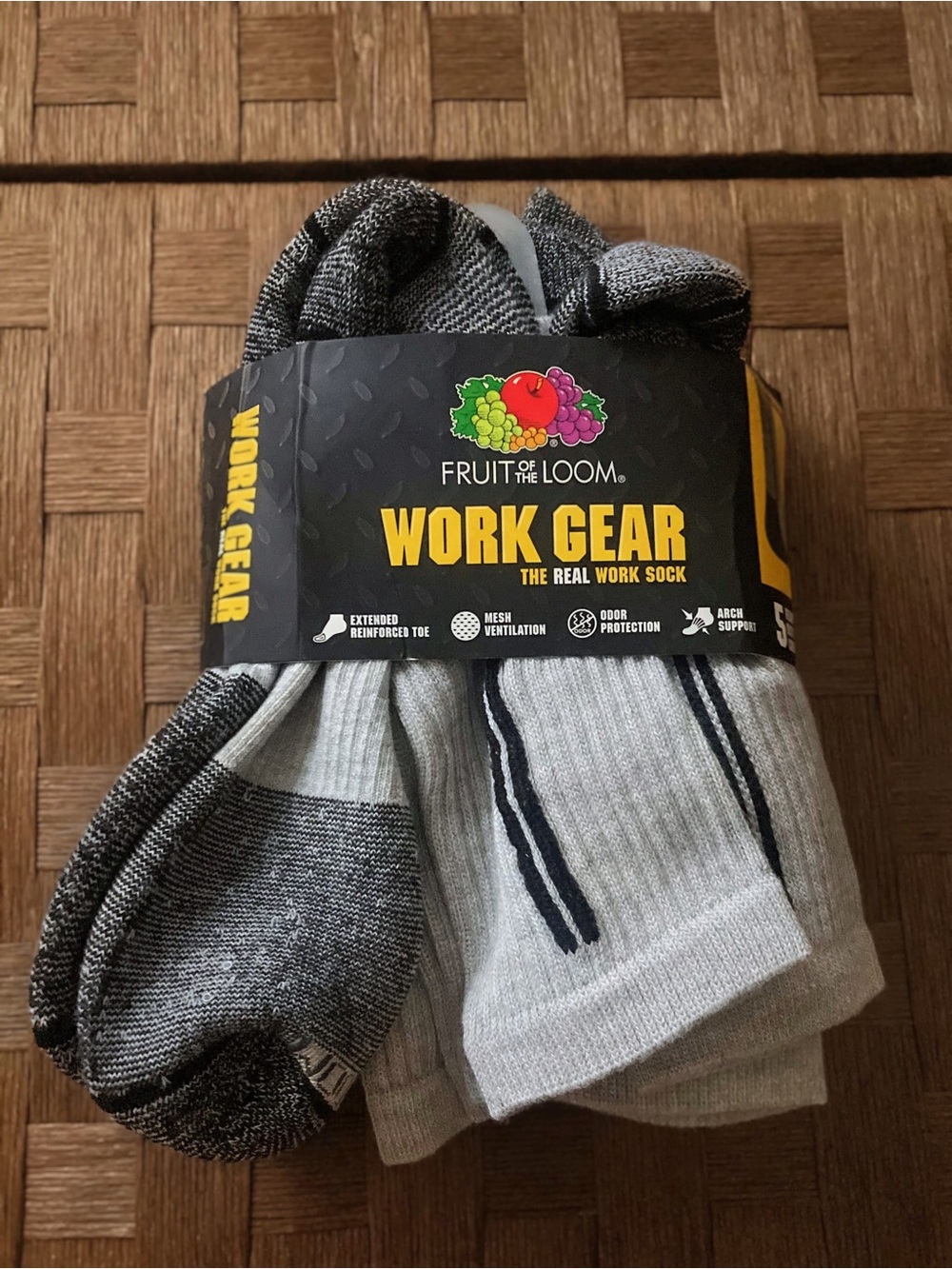 Fruit of the Loom Gray & Charcoal Work Gear Crew Socks - 5 Pack